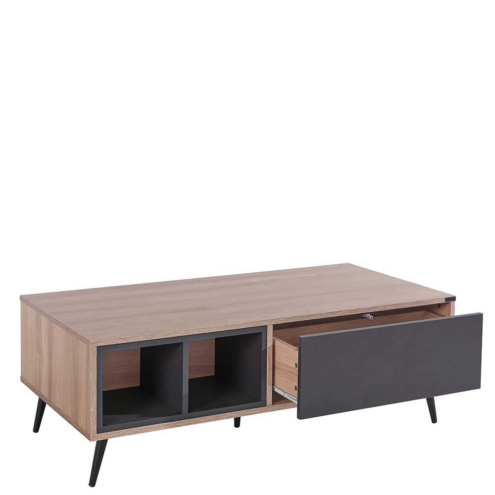 Couchtisch in Anthrazit und Holzoptik Braun - Hietro