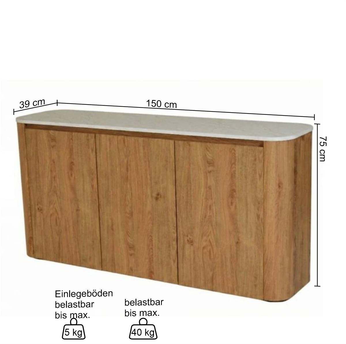 Sideboard in Eichefarben - Nelani