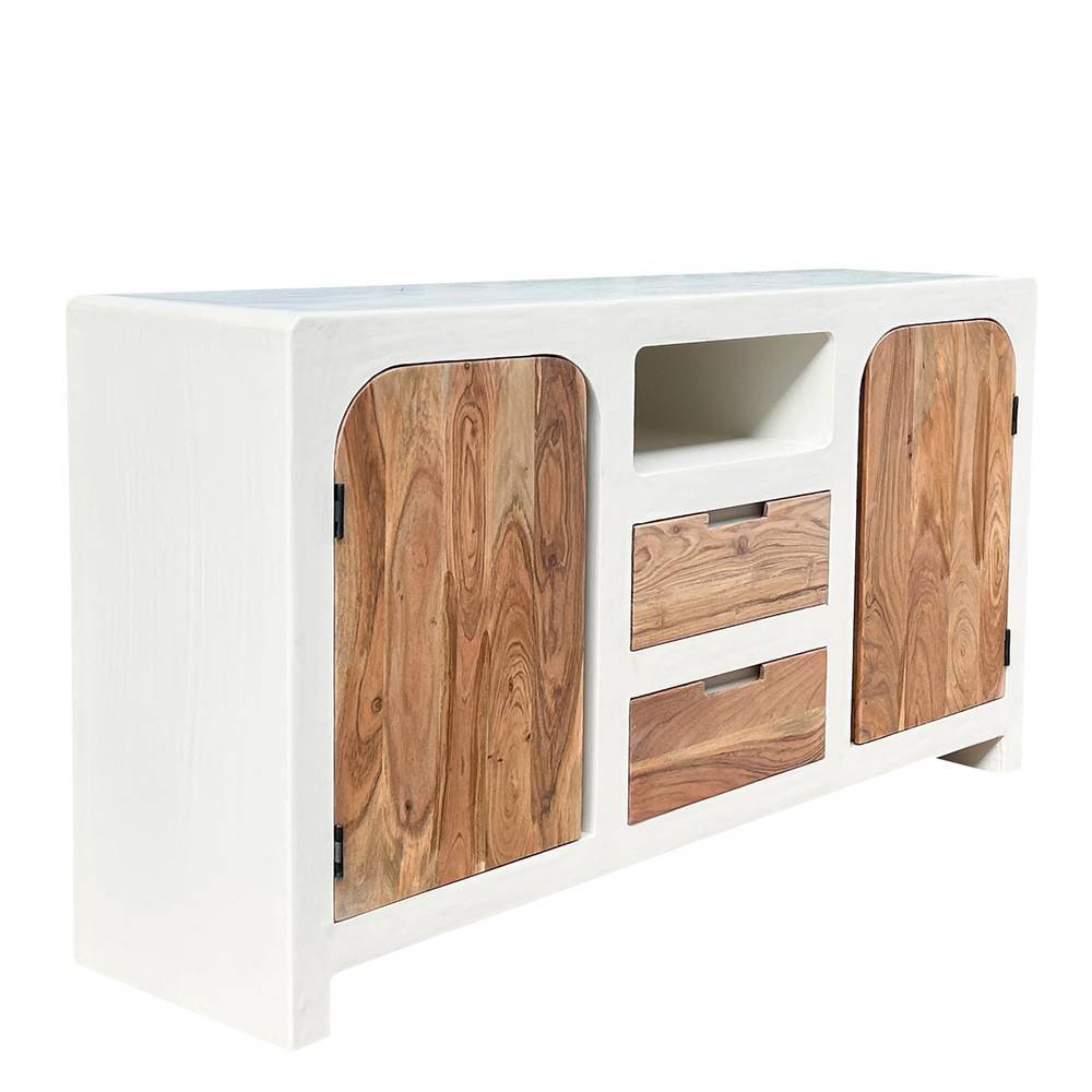 Skandi Sideboard in Naturweiß und Akazie - Usilvea