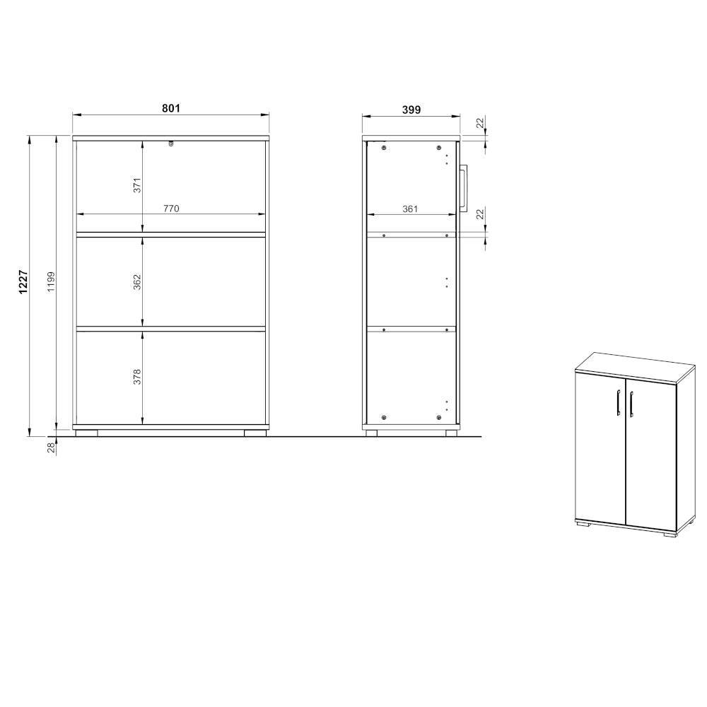 Office Highboard - perfekt für Aktenordner - Halcoms