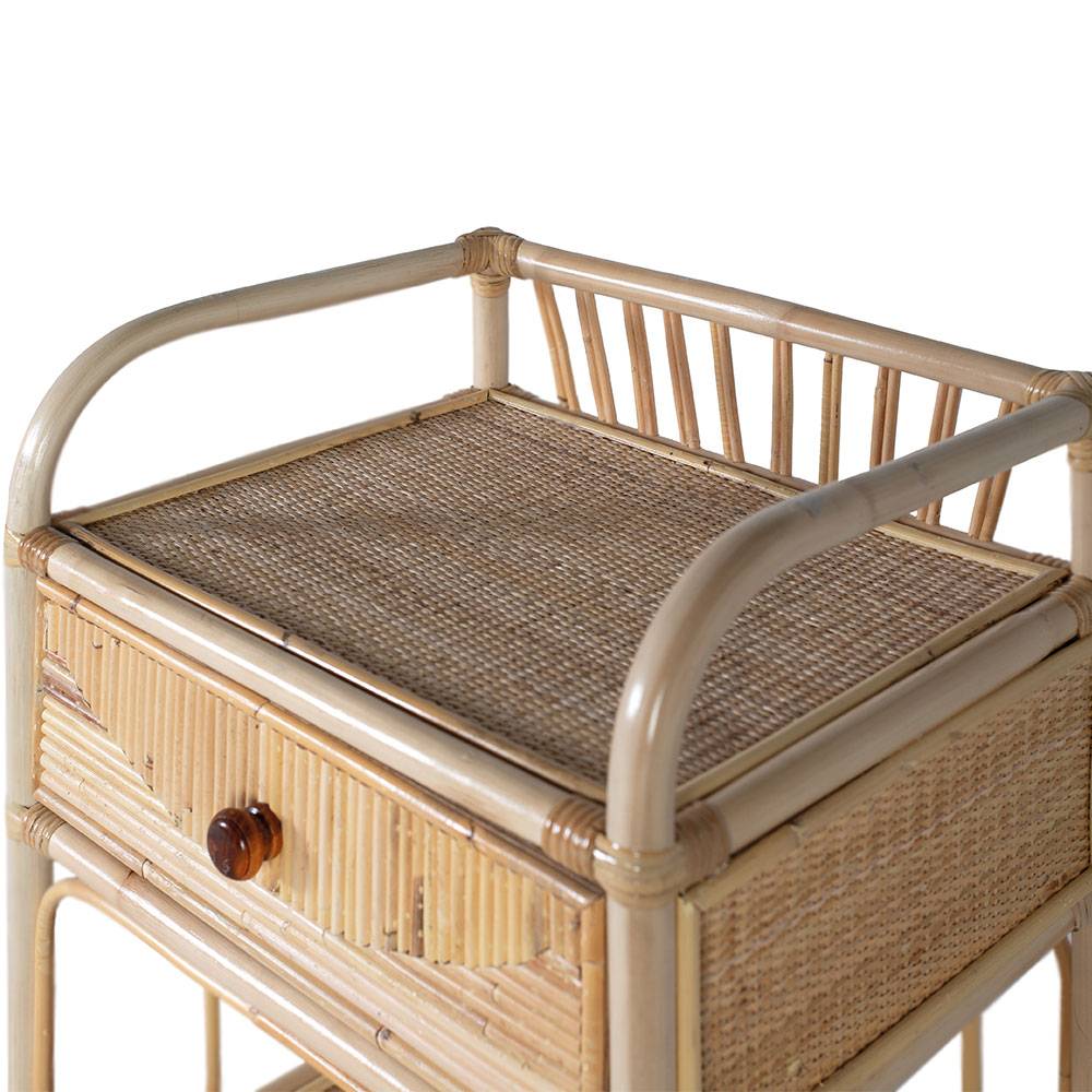 Rattan Nachtkonsole mit zwei Ablagen - Robin