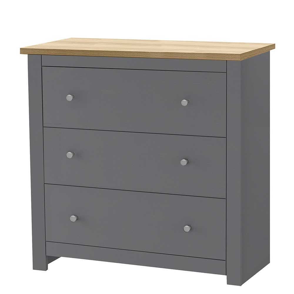 Scandi Chic Kommode in Grau mit Eiche - Donia