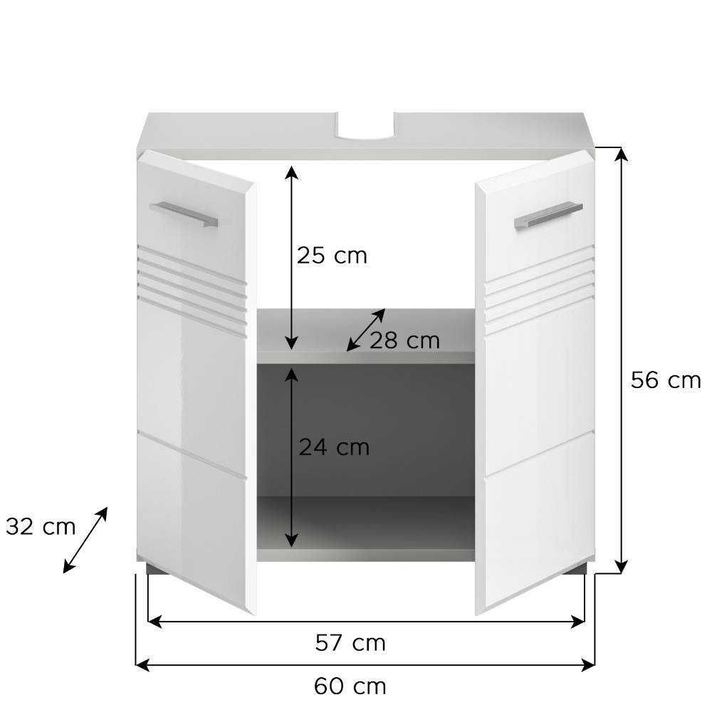 Waschbeckenschrank in Weiß - Queenlo