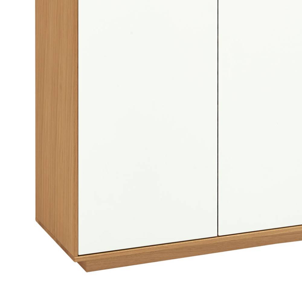 Flurschrank Ecke unten links in Weiß Eiche Bianco mit Holzkanten – Pablona
