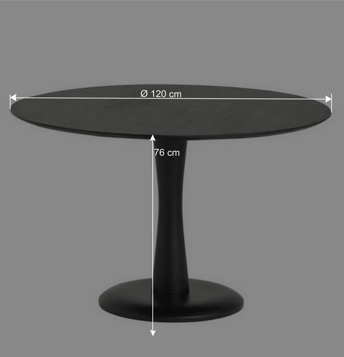 Schwarzer Säulentisch mit runder Tischplatte - Liss
