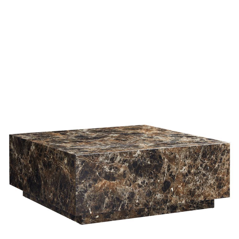 Quadratischer Couchtisch in brauner Marmoroptik mit eleganter Maserung für das Wohnzimmer – Merandes