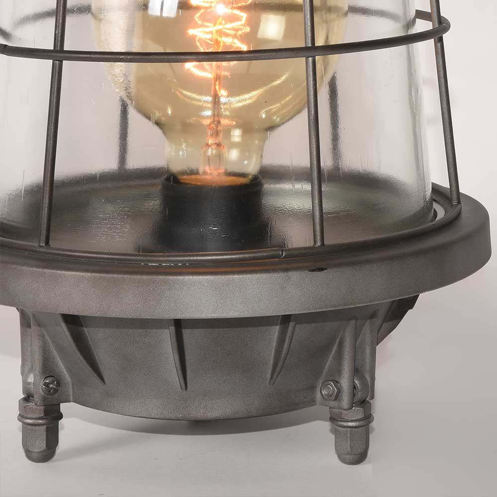 Designer Tischlampe aus Glas & Metall Gitter - Frosina