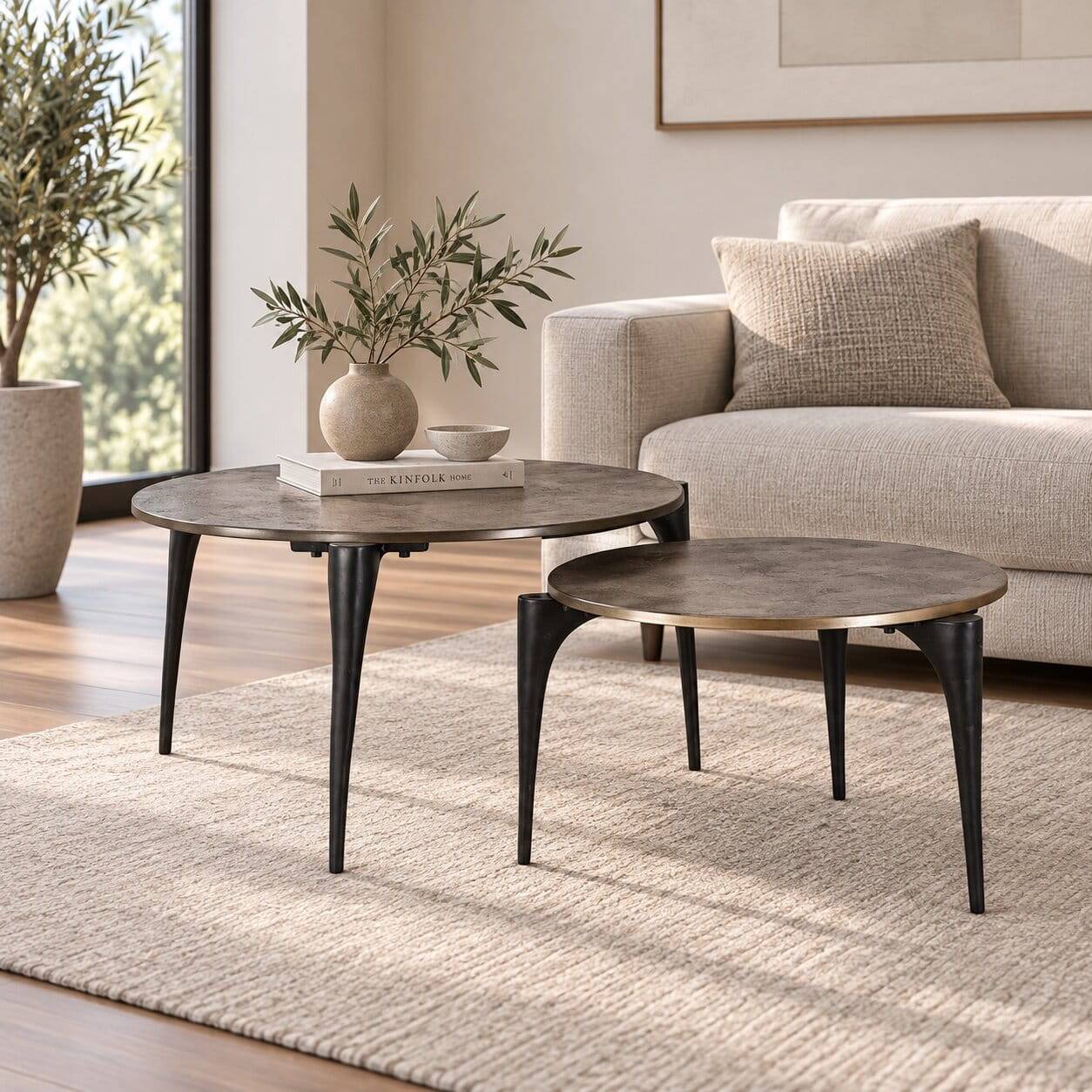 Couchtisch Duo in Gold mit Schwarz - Jionalla (zweiteilig)