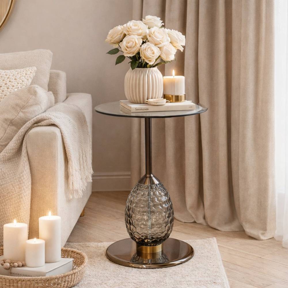 Design-Beistelltisch mit getönter Glasplatte - Dream