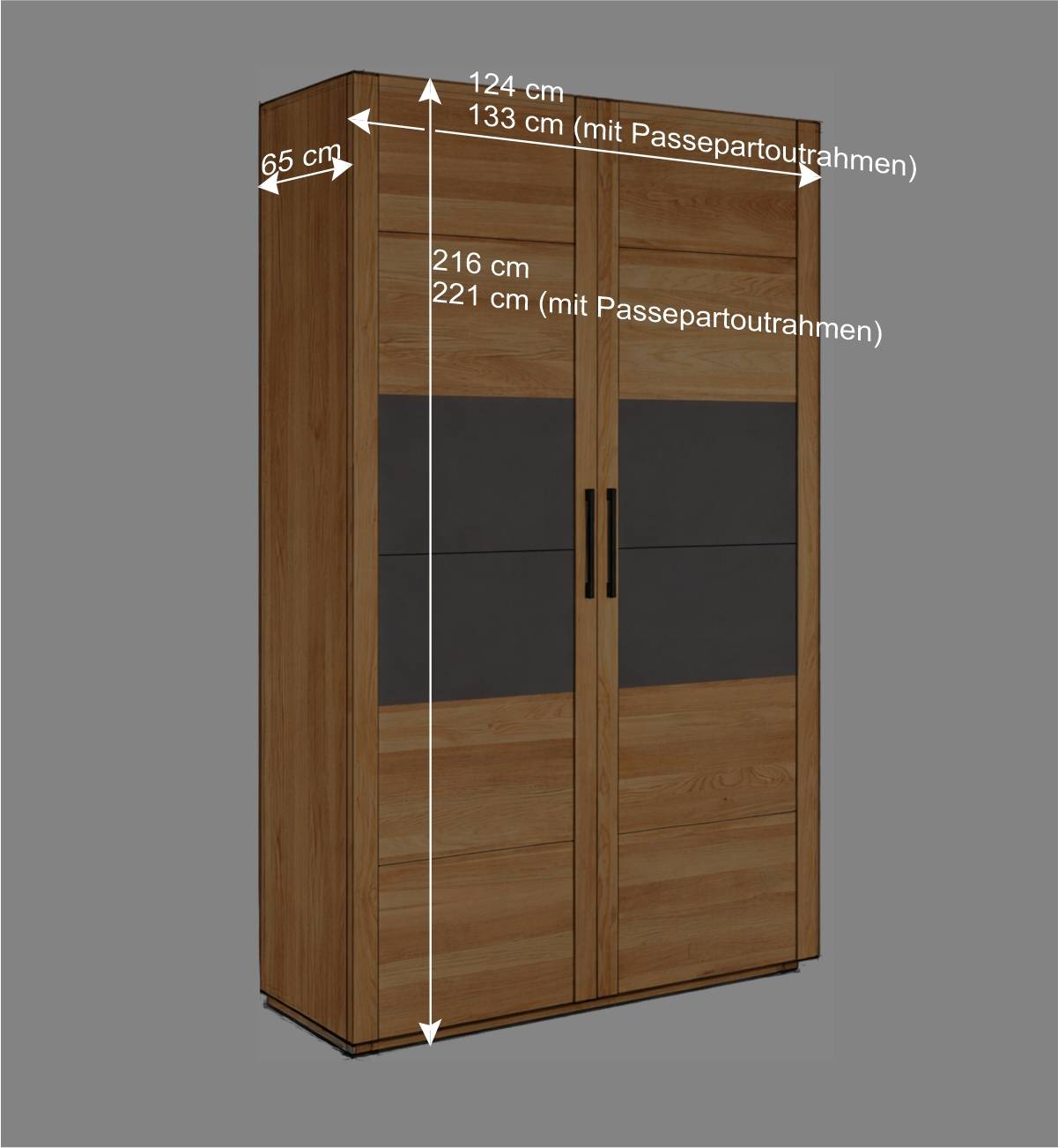 Doppeltür Kleiderschrank aus massivem Holz - Zaisan
