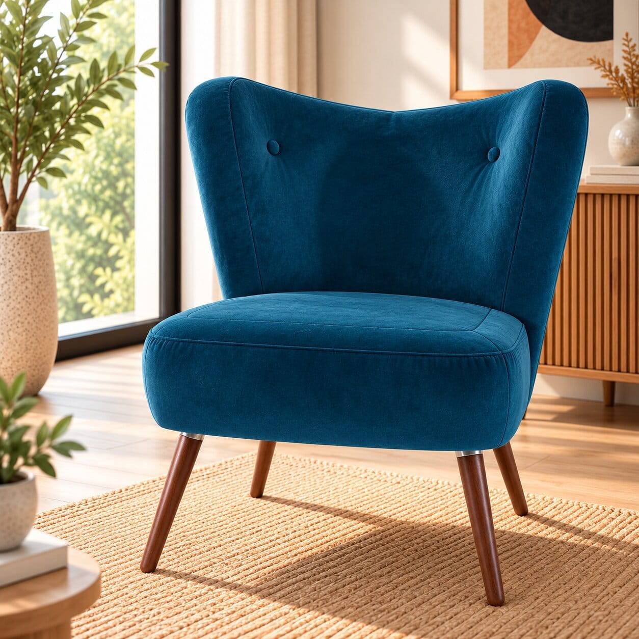 Sessel in Petrol Blau Samtvelours - Madrileno