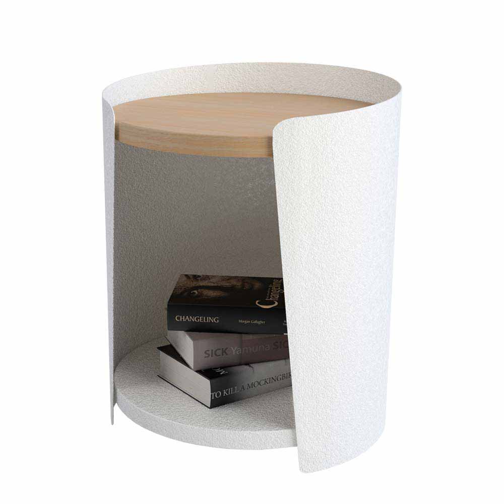 Weißer Stahltisch mit Holzplatte - Briola