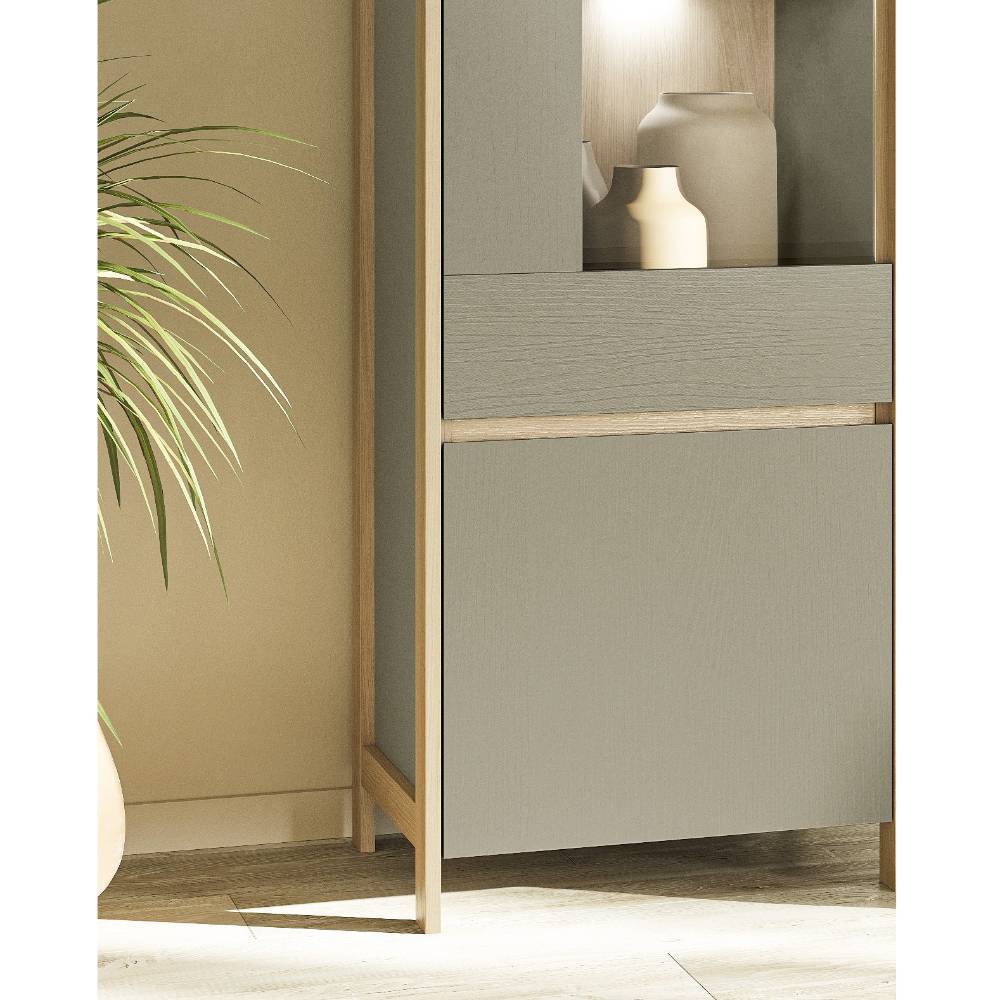 Vitrine in Eukalyptus und Eiche Optik - Promo