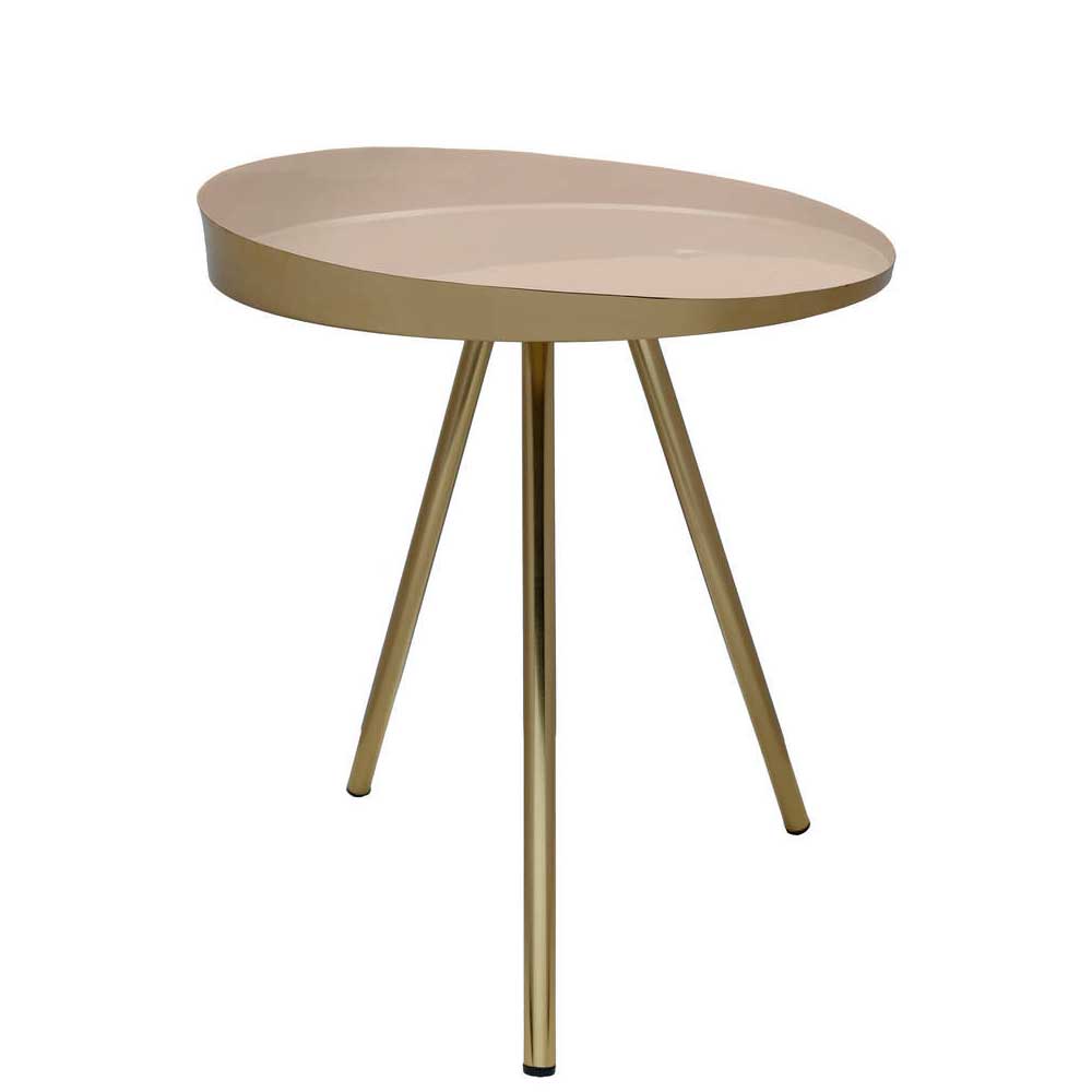 Design Beistelltisch in Cremeweiß mit Gold - Tayler