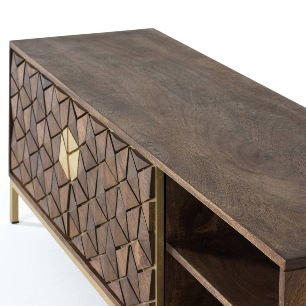 Design-TV-Board in Walnuss und Gold - Rasimo