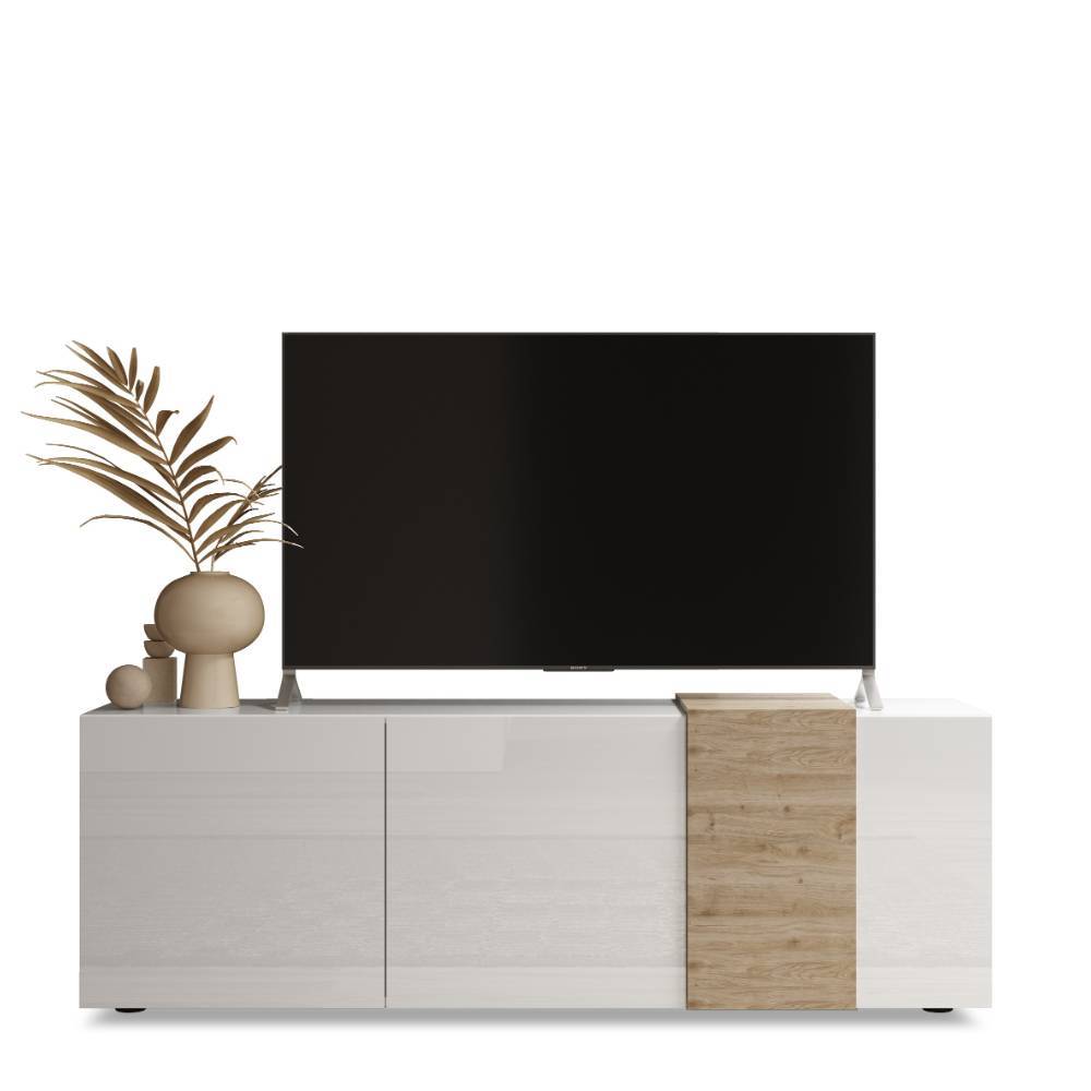 TV-Board in Weiß und Wildeiche Optik - Tabea