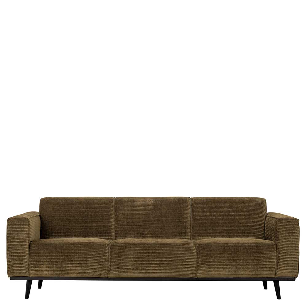 Dreisitzer Couch in Hellbraun Cord - Devenia