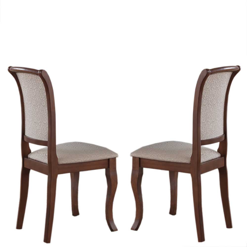 Stühle in Mahagonifarben & Beige - Chonburi (2er Set)