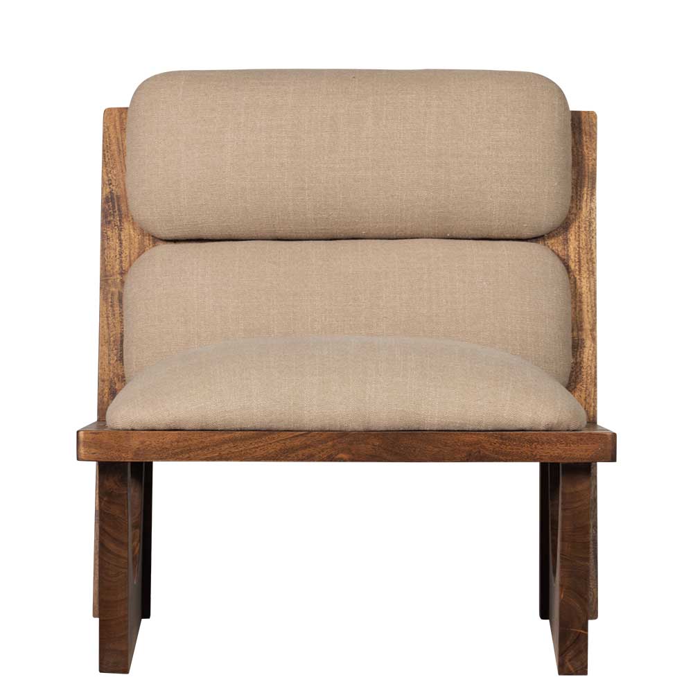 Akazienholz Sessel in Beige Boucle - Uriscano
