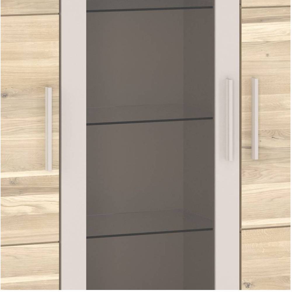 3-türige Highboard Vitrine in Kreideweiß - Loca