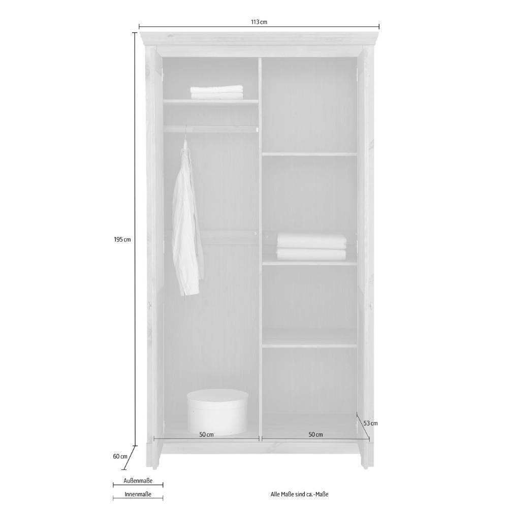 2-türiger Schlafzimmerschrank aus Kiefer - Lavronica