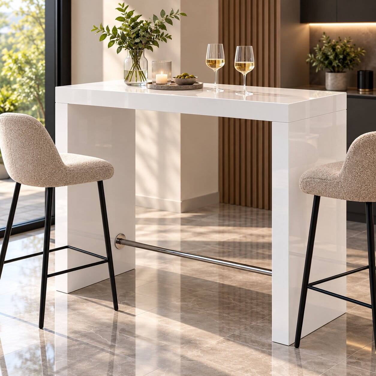 Hochglanz Bartisch in Weiß - modern - Marciana