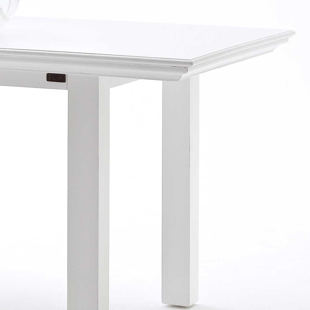 Weißer Tisch & 4 Rattan Sessel Venzeno als Essgruppe (fünfteilig)