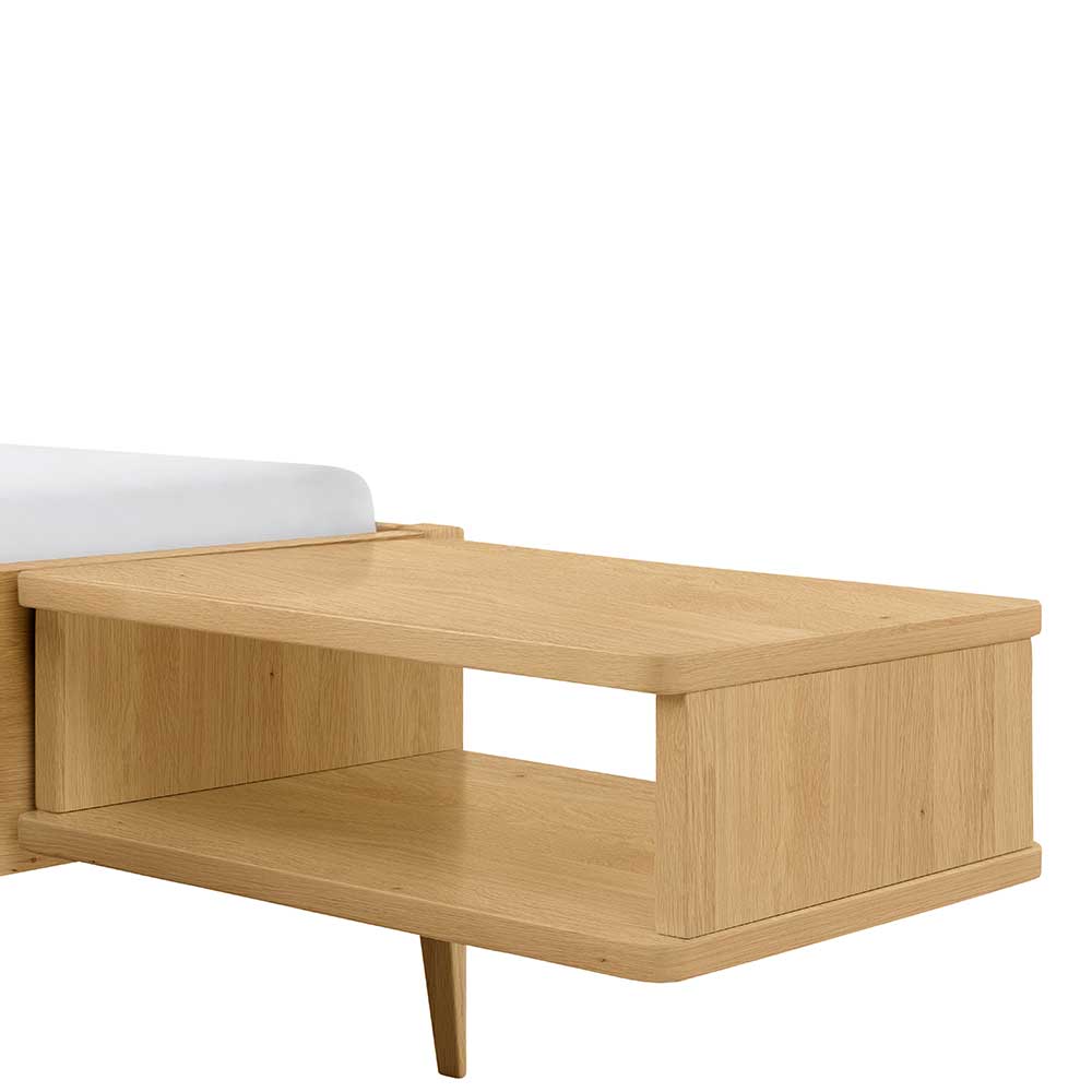 140x200 Bett in Eiche Hell und Weiß - Rubiho
