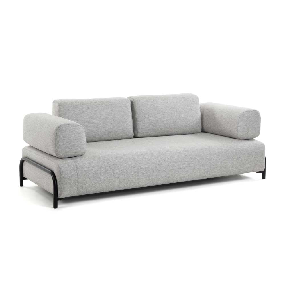 3-Sitzer Couch aus Webstoff in Hellgrau - Drike