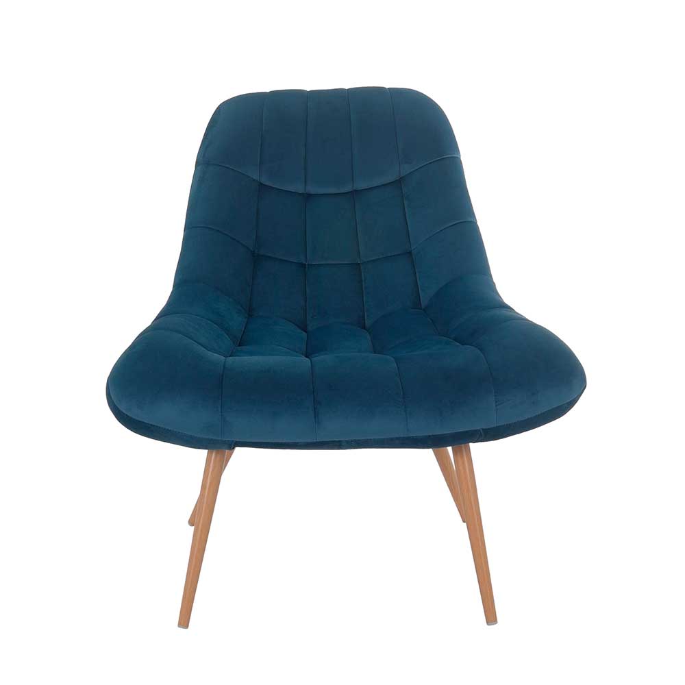 Blauer Samt Sessel ohne Armlehnen - Parca