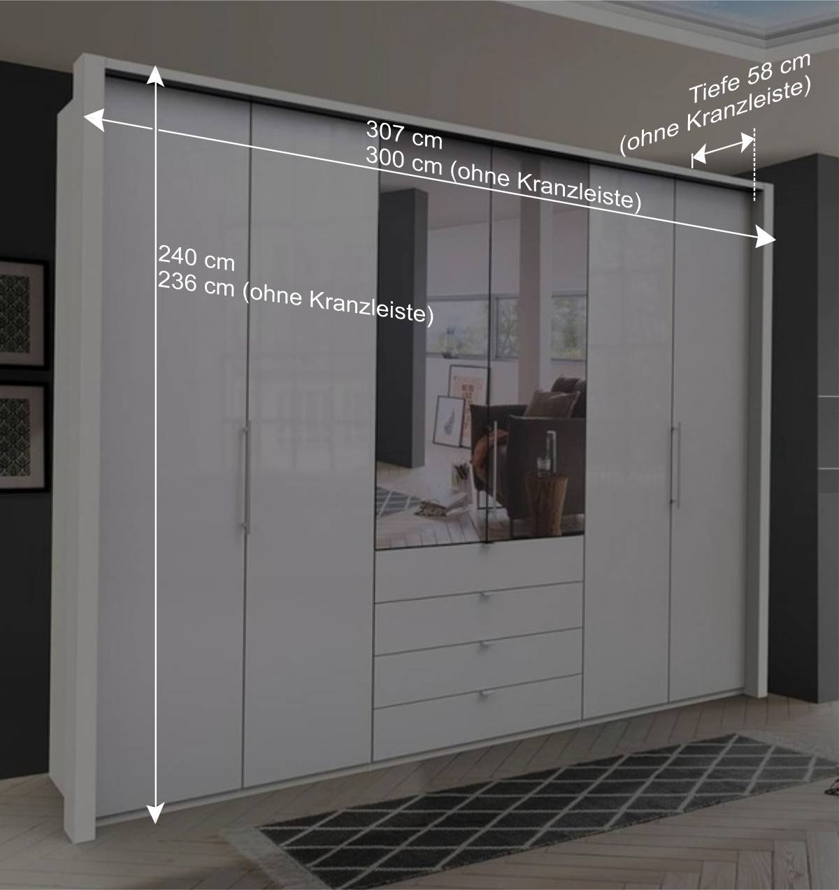 Weißer Kombi-Kleiderschrank in modernem Design - Dolienca