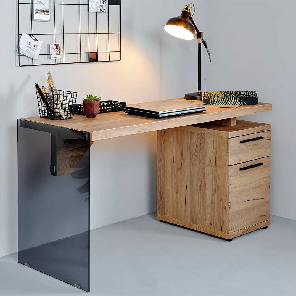 Designer Schreibtisch in Furnier Eiche - Madrida