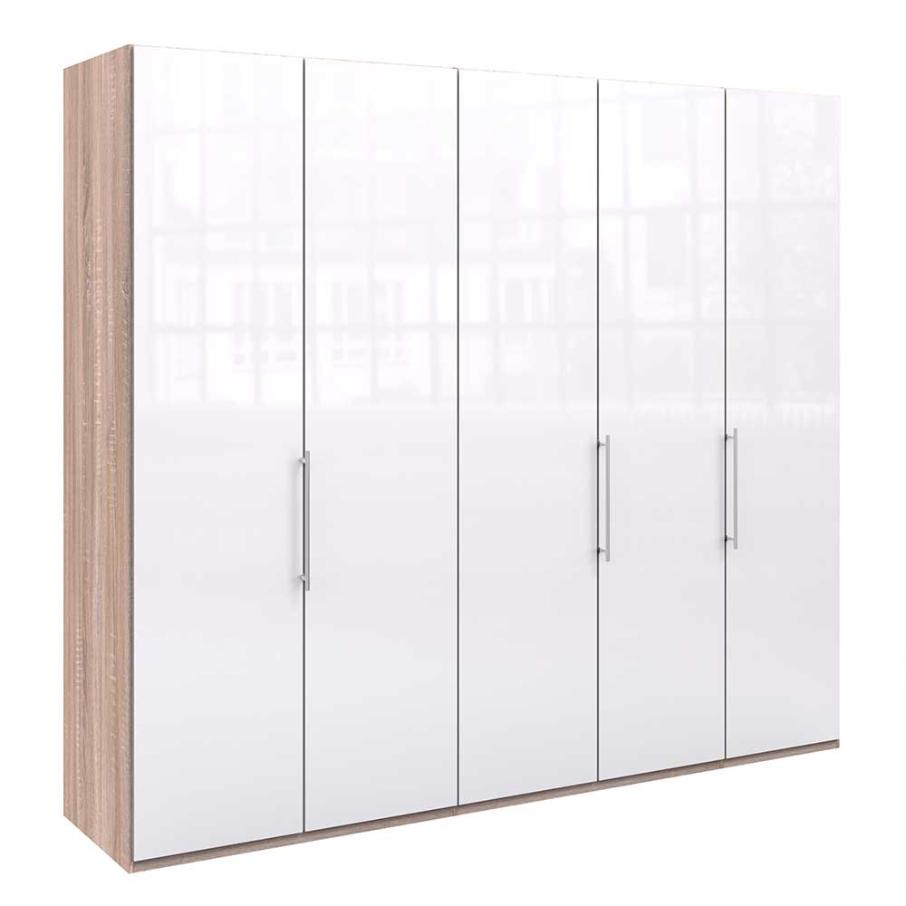 2,5 m Schlafzimmerschrank mit weißer Glasfront - Bosays I