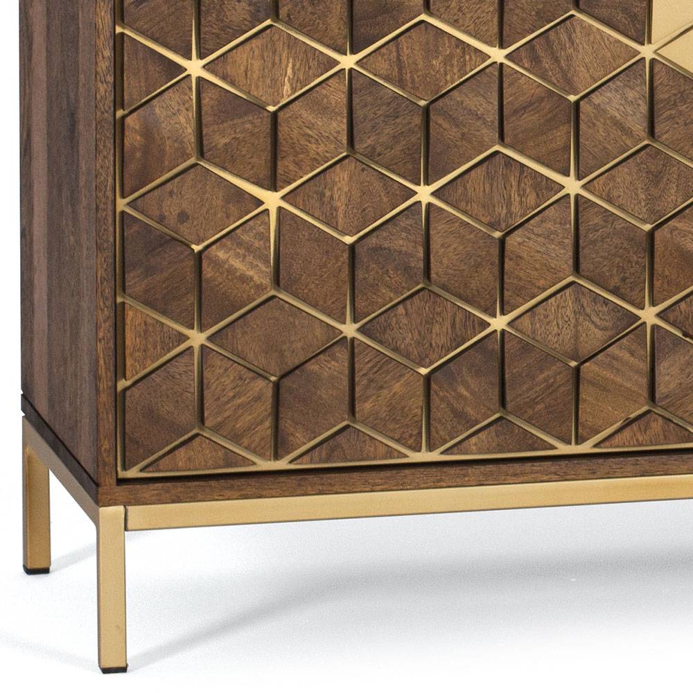 Design Kombi-Kommode in Walnuss Braun und Gold - Feregato