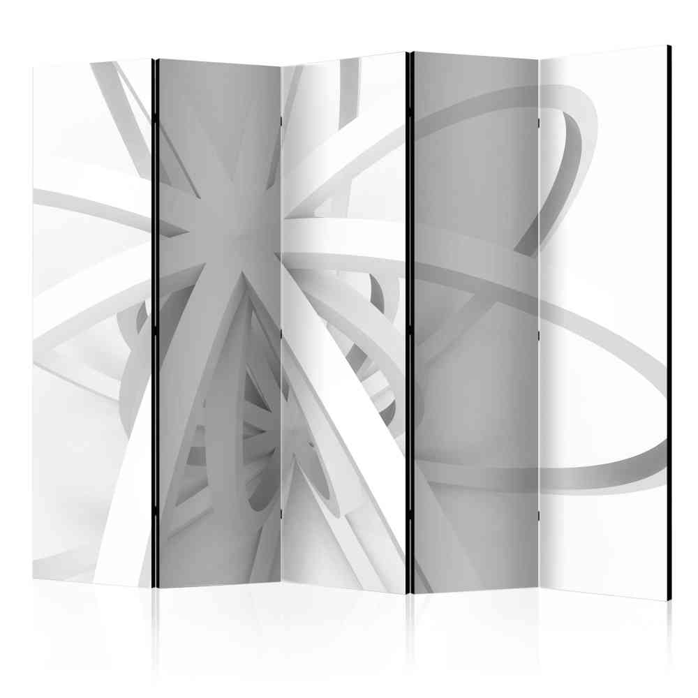 5-teiliger Design Paravent in Weiß Grau - Baladi