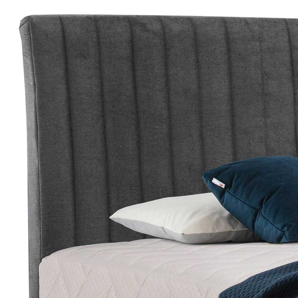 Boxspring Bett in Dunkelgrau Velours - Gaddy