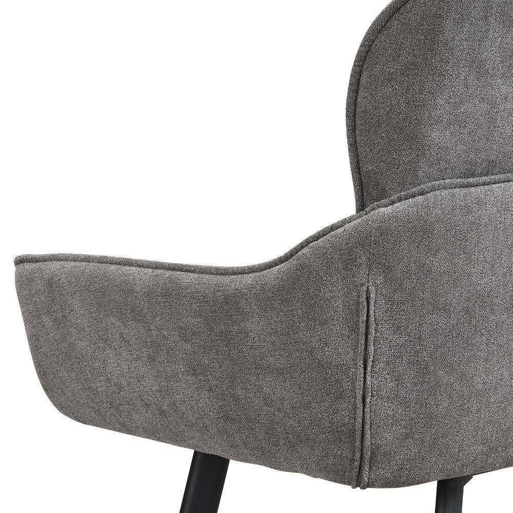 Detailansicht der Armlehne und des dunkelgrauen Stoffbezugs vom Küchensofa – Cary
