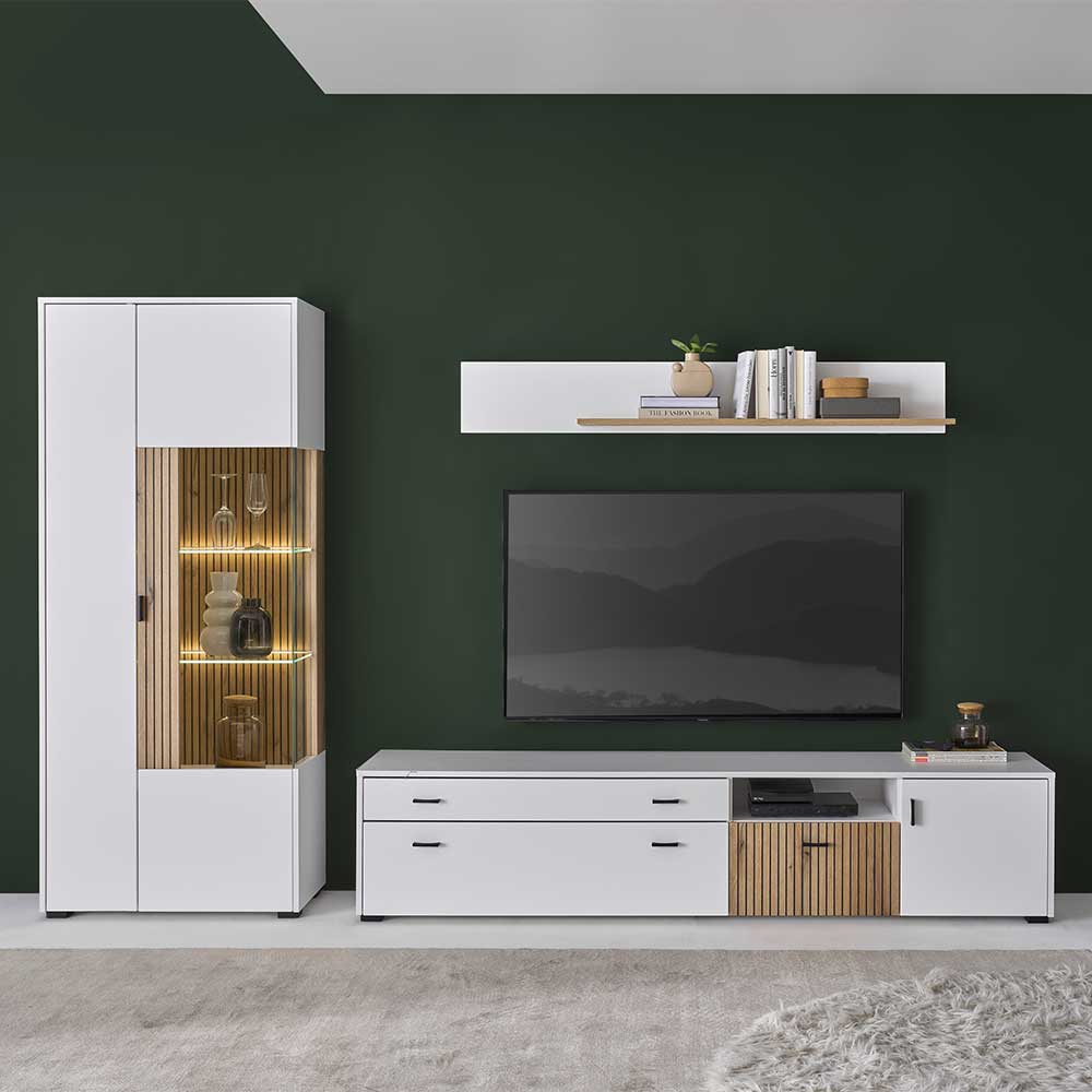 Wohnzimmer Wohnwand Set zweifarbig - Nenaloro (dreiteilig)