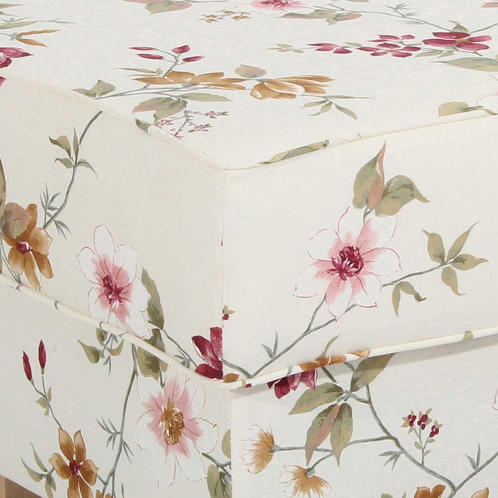 Couchhocker in Weiß mit Blumen Muster - Salines