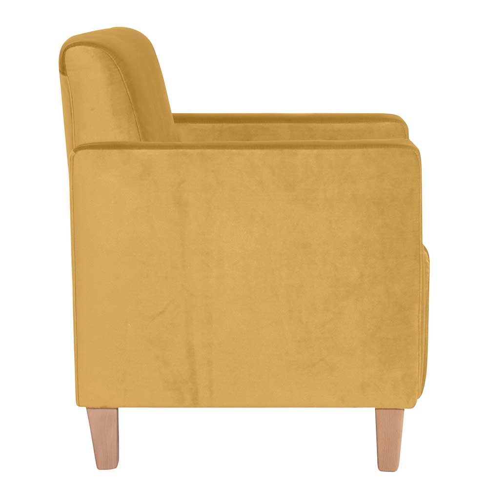 Wohnzimmer Sessel in Gelb und Buche - Salm