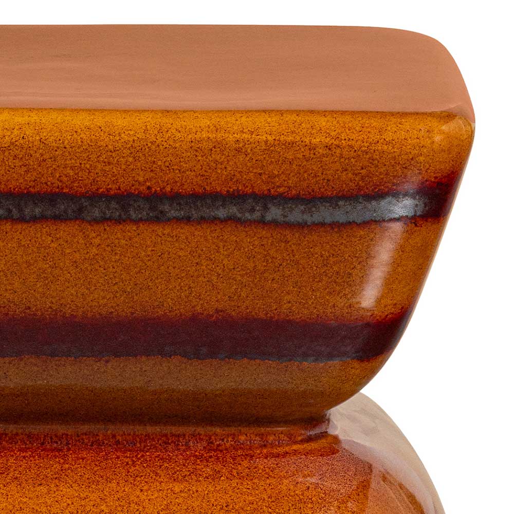Glasierter Keramik Beistelltisch in Ocker Gelb - Woston