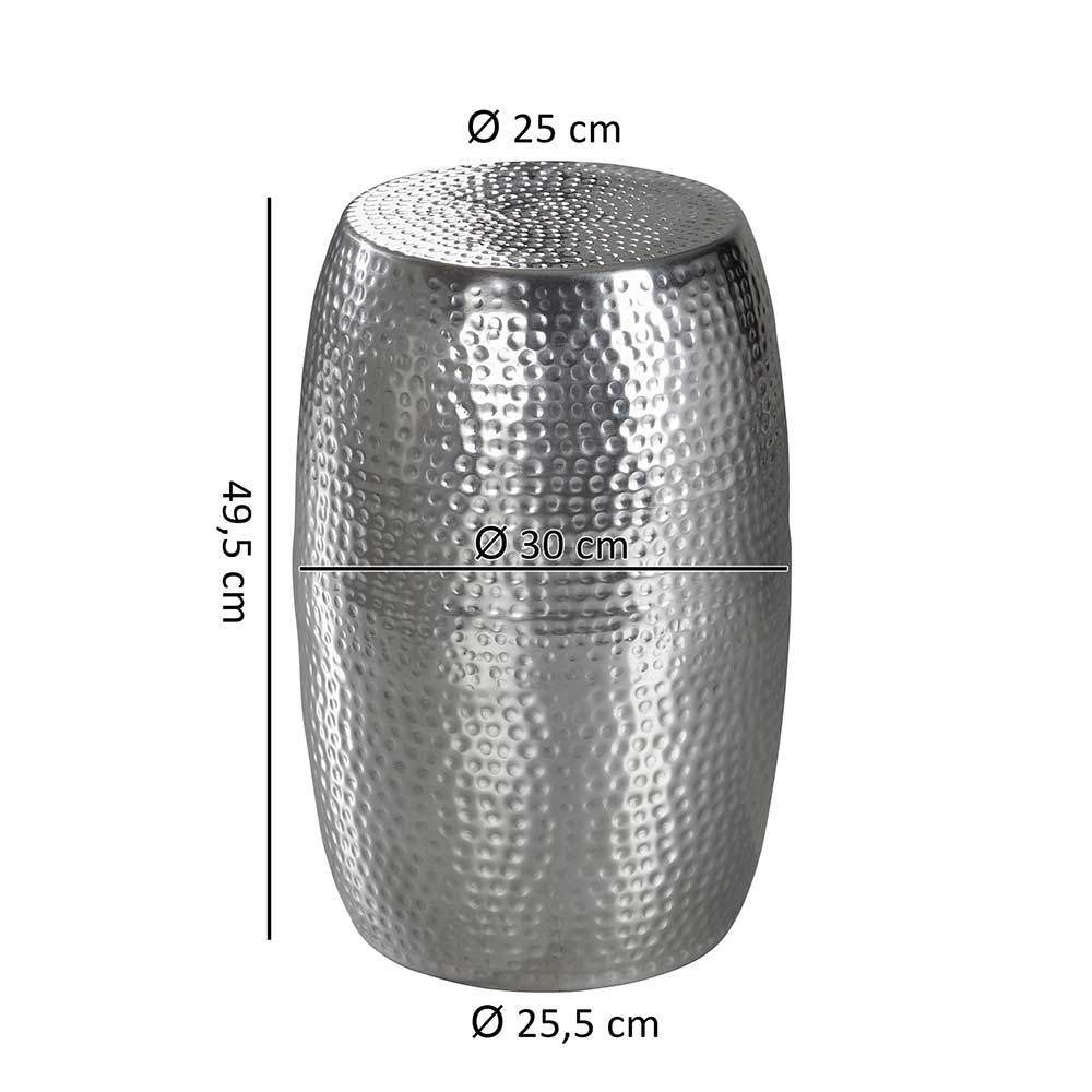 Tonnen Design Beistelltisch aus Aluminium - Bahare