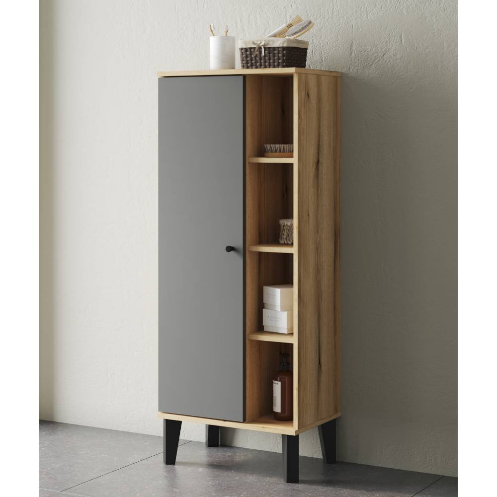 Breiter Bad-Midischrank in Grau - Niniana