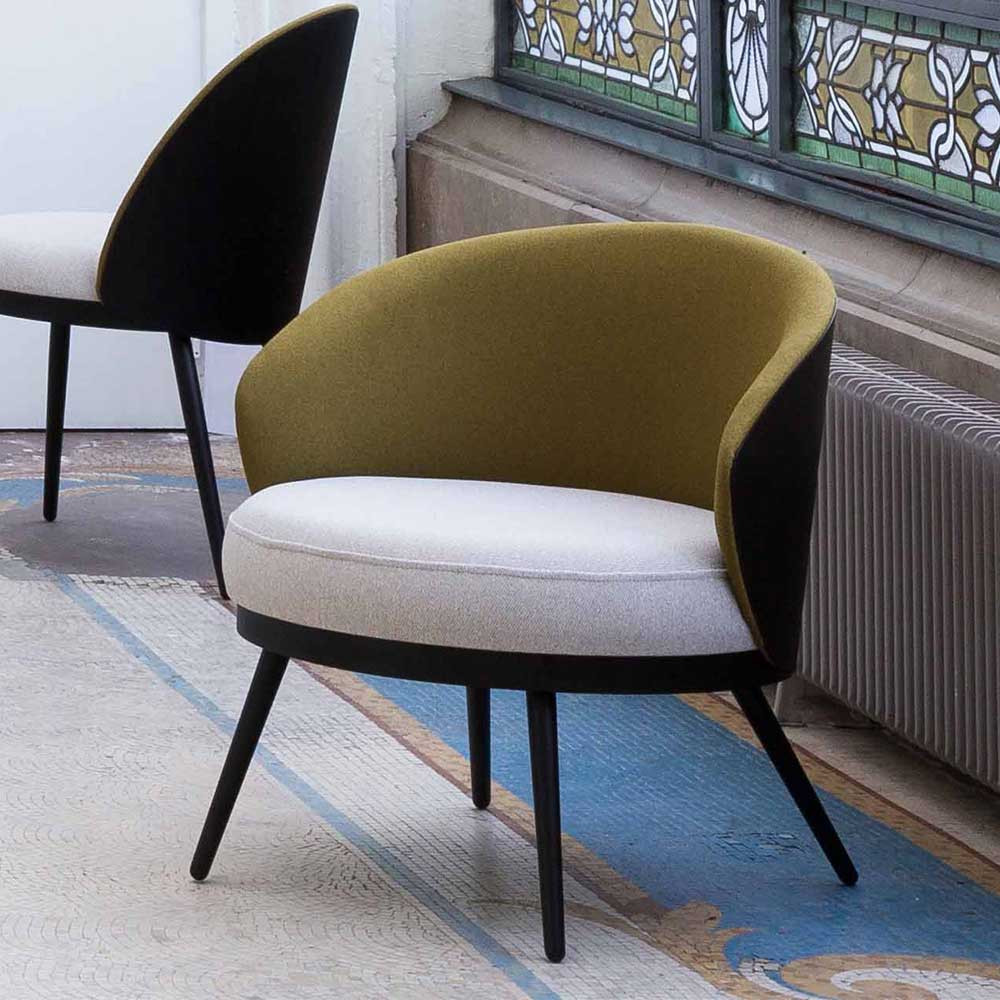 Design Lounge Sessel in Khaki & Schwarz - Racelyn