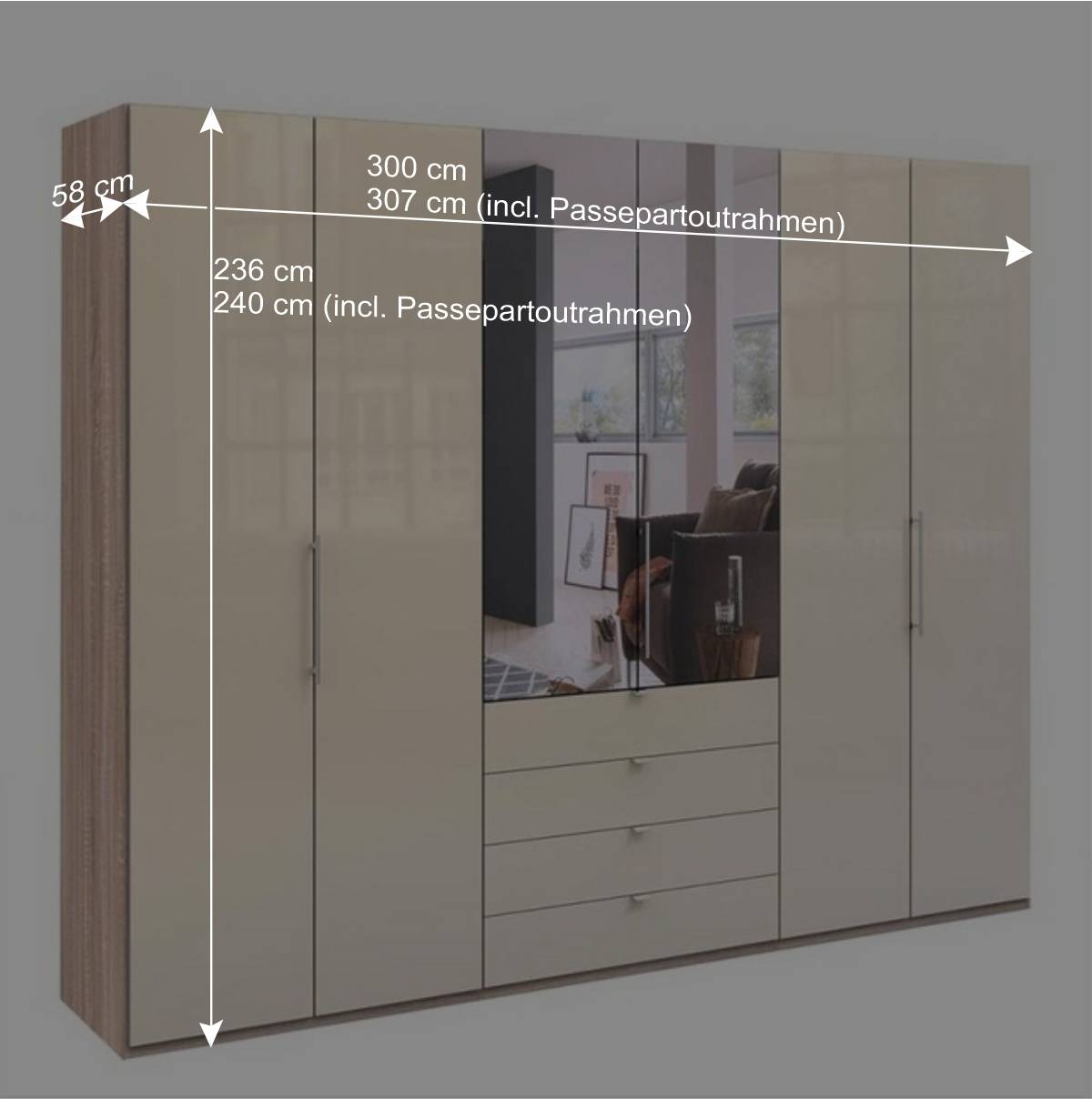 Schlafzimmer Kleiderschrank mit Spiegel Falttür - Rativian