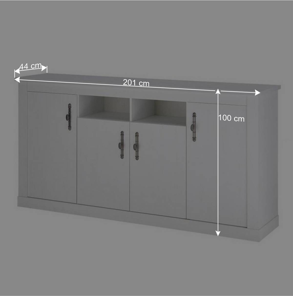 Sideboard in weißer Holzoptik Pinie - Liancos