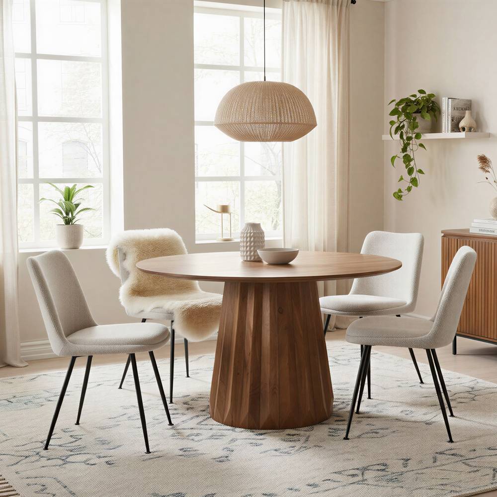 Runde Tischgruppe im Skandi Design - Galadira (fünfteilig)
