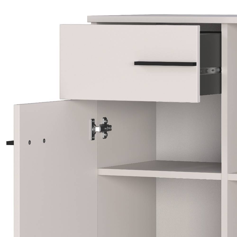 Office Highboard in Hellgrau mit Schwarz - Gidius