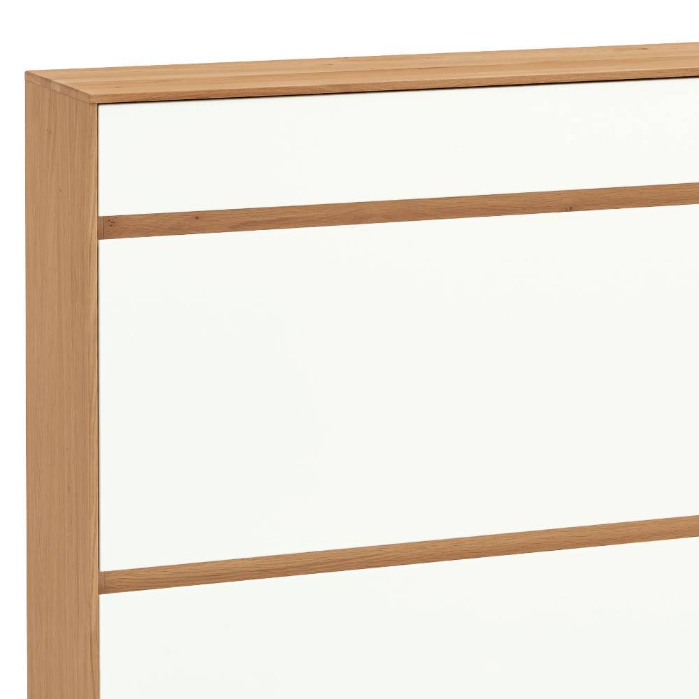 Seite und Front des Garderobenschranks in Eiche Bianco und Weiß mit zwei Klappen – Pablona