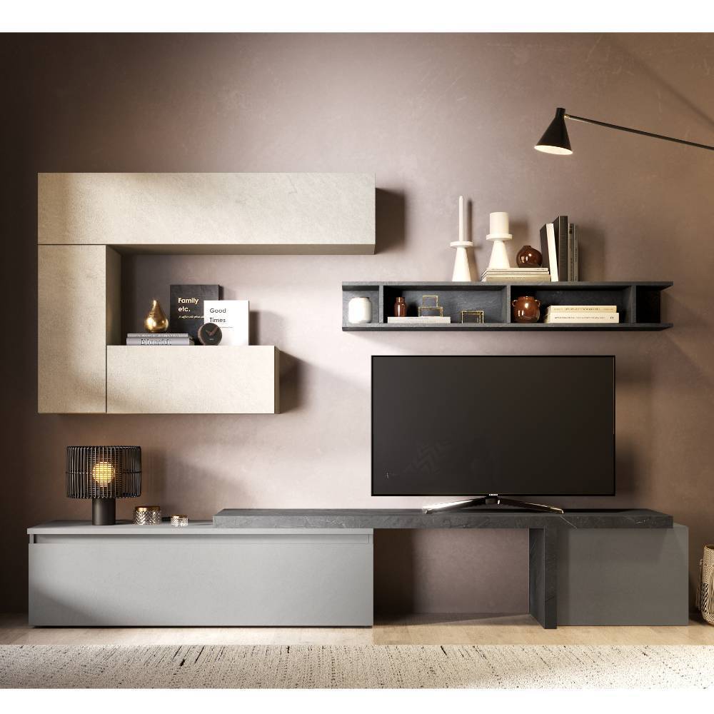 Wohnzimmer TV-Wohnwand Möbelset - Coralli (siebenteilig)